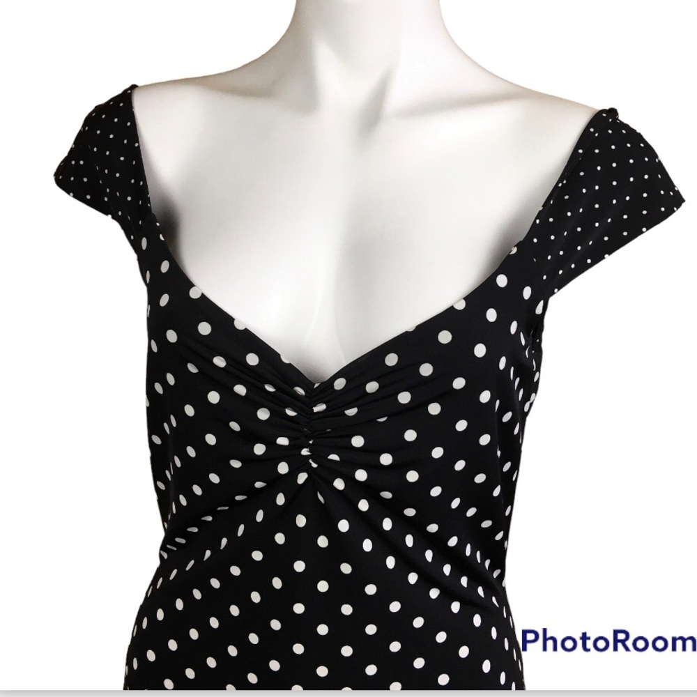 SEARLE Polka Dot Print Off Shoulders Midi Length Dress Sz 10 - Picture 3 of 8